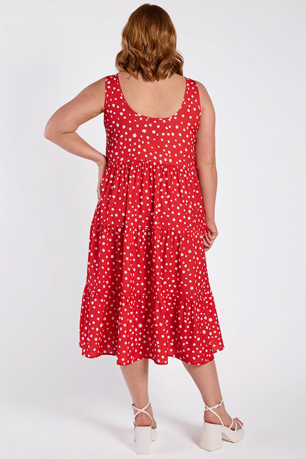 Debbie Red Spot Dress – Red Spot midi dress