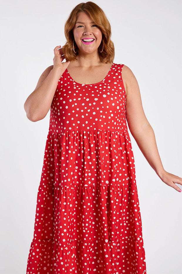 Debbie Red Spot Dress – Red Spot midi dress