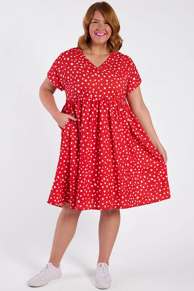 Savannah Red Spot Dress – Red Spot midi dress