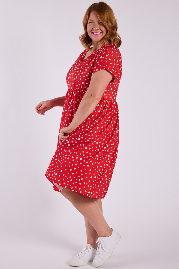 Savannah Red Spot Dress – Red Spot midi dress