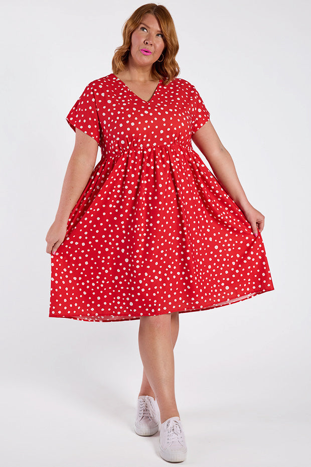 Savannah Red Spot Dress – Red Spot midi dress