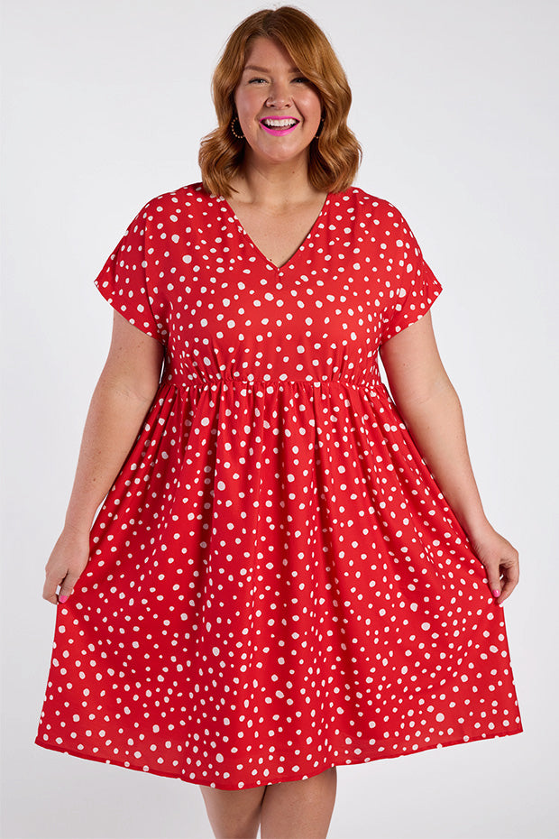Savannah Red Spot Dress – Red Spot midi dress