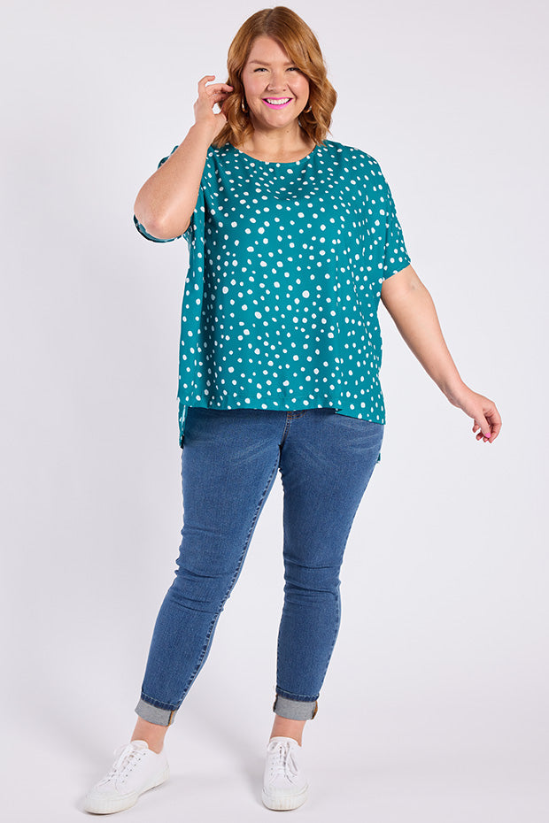 Serena Teal Spot Top – Teal Spot top