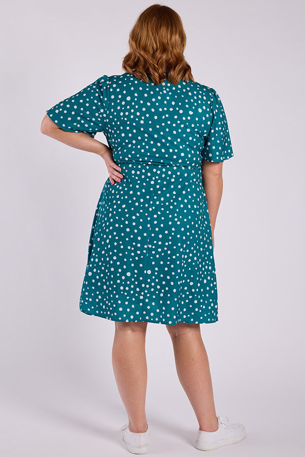 Siena Teal Spot Dress – Teal Spot midi dress