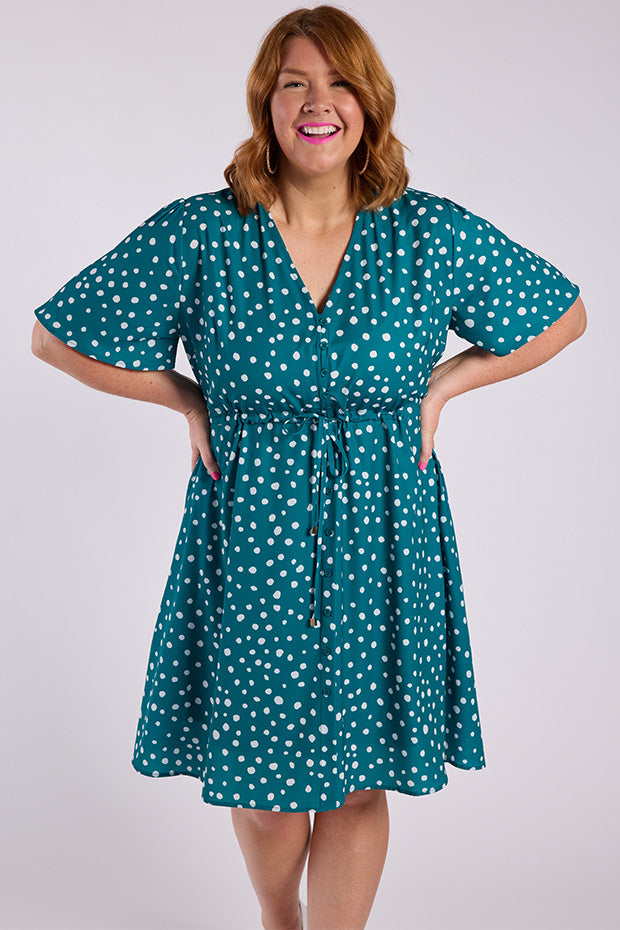 Siena Teal Spot Dress – Teal Spot midi dress