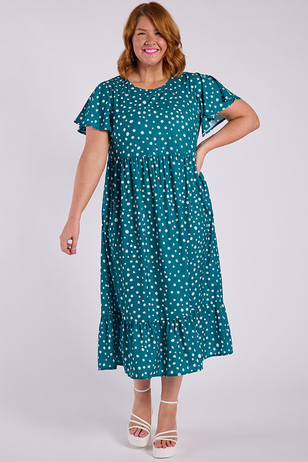 Trinity Teal Spot Dress – Teal Spot midi dress