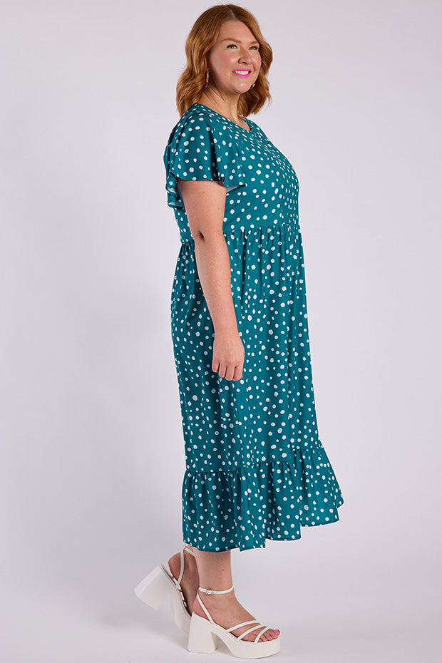 Trinity Teal Spot Dress – Teal Spot midi dress