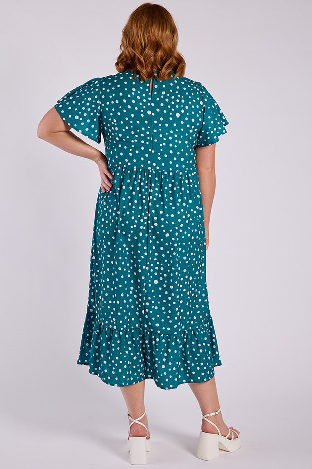 Trinity Teal Spot Dress – Teal Spot midi dress
