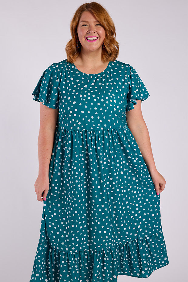 Trinity Teal Spot Dress – Teal Spot midi dress