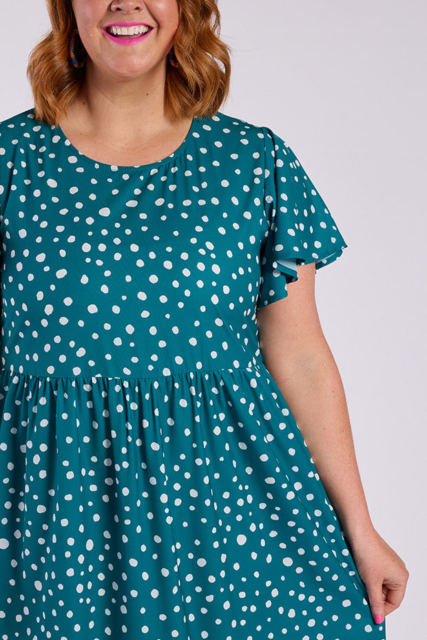 Trinity Teal Spot Dress – Teal Spot midi dress