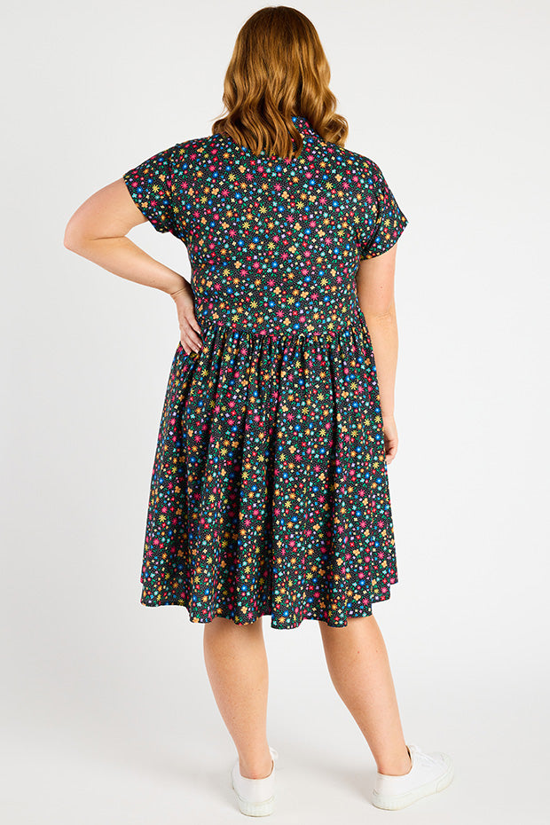 Frankie Ditsy Black Dress – Ditsy Black shirt dress