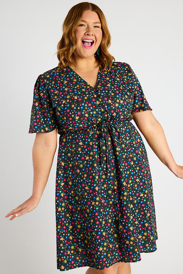 Siena Ditsy Black Dress – Ditsy Black midi dress