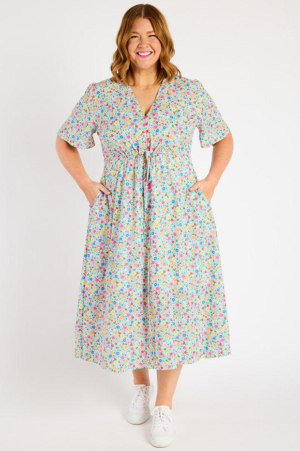 Marley Ditsy White Dress – Ditsy White midi dress