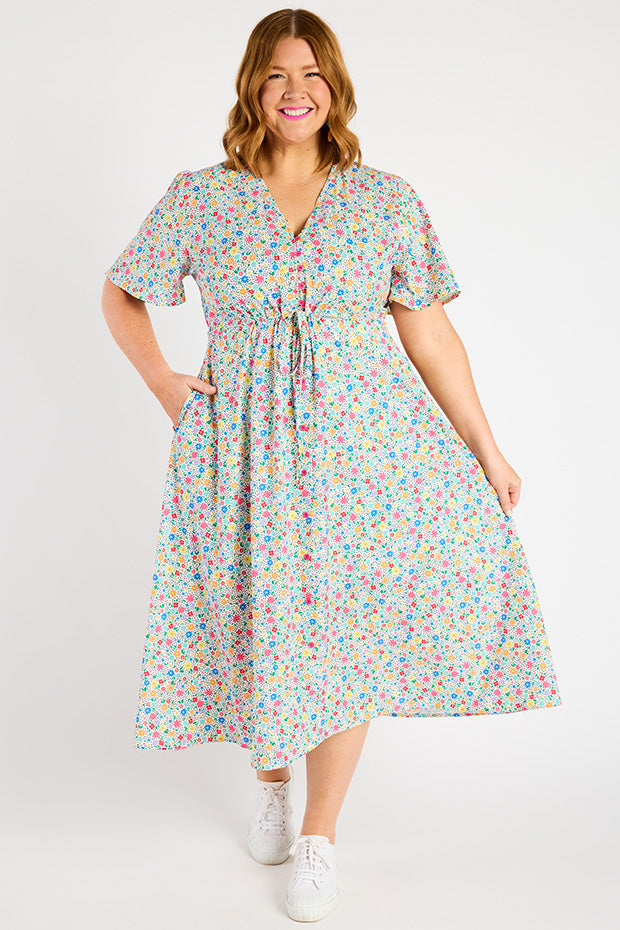 Marley Ditsy White Dress – Ditsy White midi dress