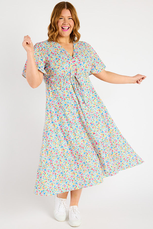 Marley Ditsy White Dress – Ditsy White midi dress