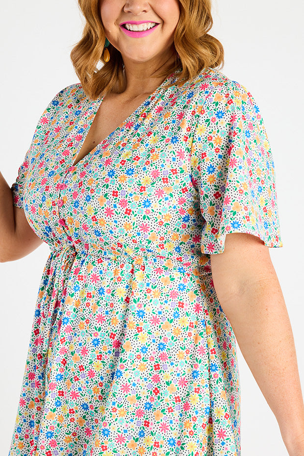 Marley Ditsy White Dress – Ditsy White midi dress