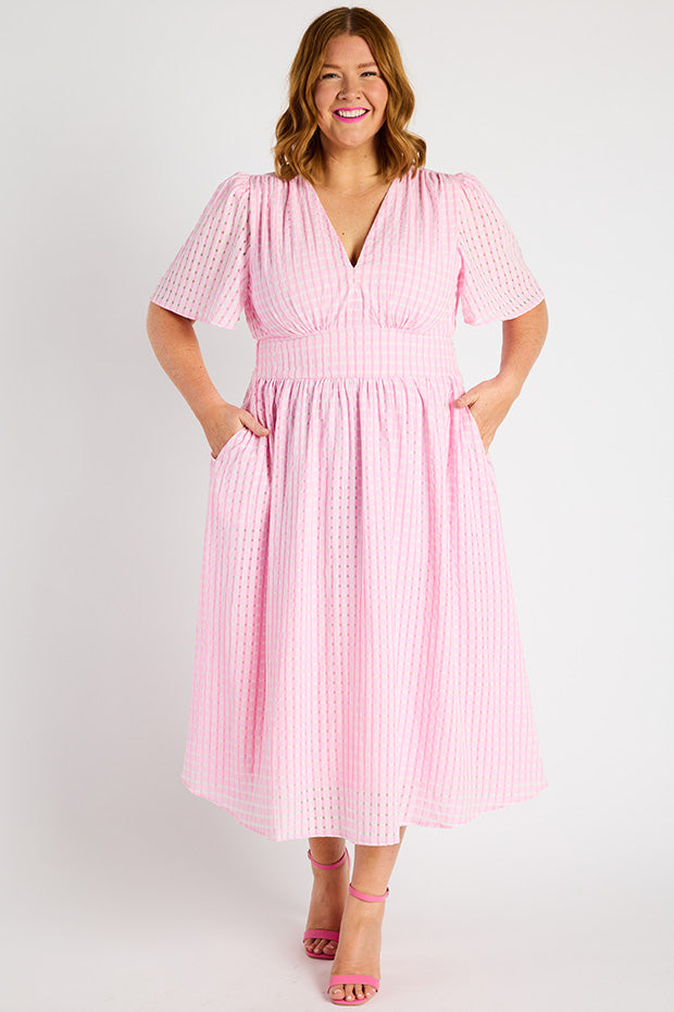 Mable Pink Dress – Pink midi dress