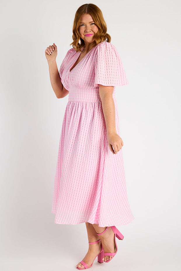 Mable Pink Dress – Pink midi dress