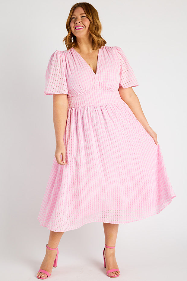 Mable Pink Dress – Pink midi dress
