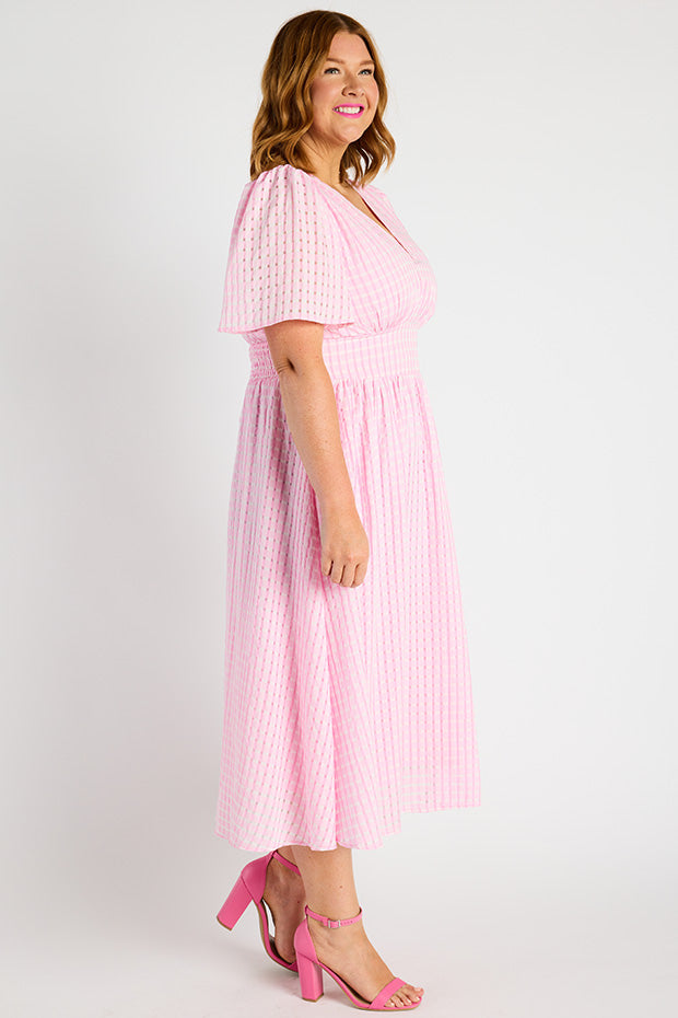 Mable Pink Dress – Pink midi dress