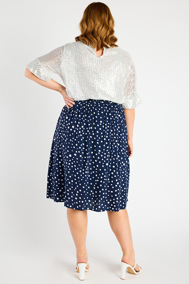 Ally Navy & White Flecks Skirt – Navy & White Flecks a-line skirt