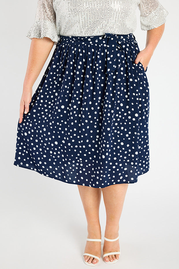 Ally Navy & White Flecks Skirt – Navy & White Flecks a-line skirt
