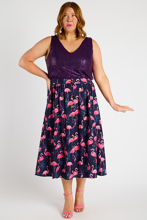 Kylie OG Flamingo Skirt – OG Flamingo midi skirt