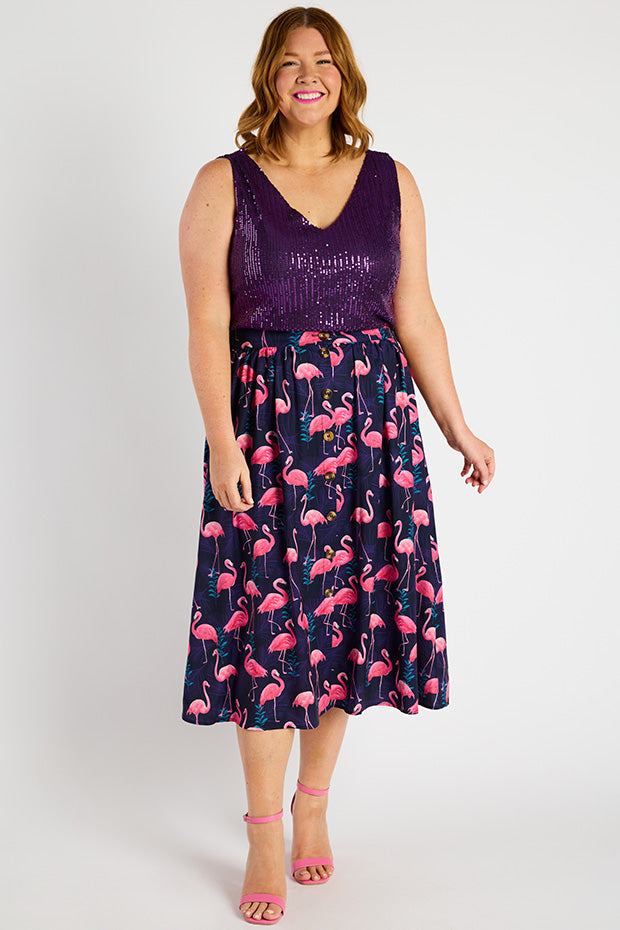 Kylie OG Flamingo Skirt – OG Flamingo midi skirt