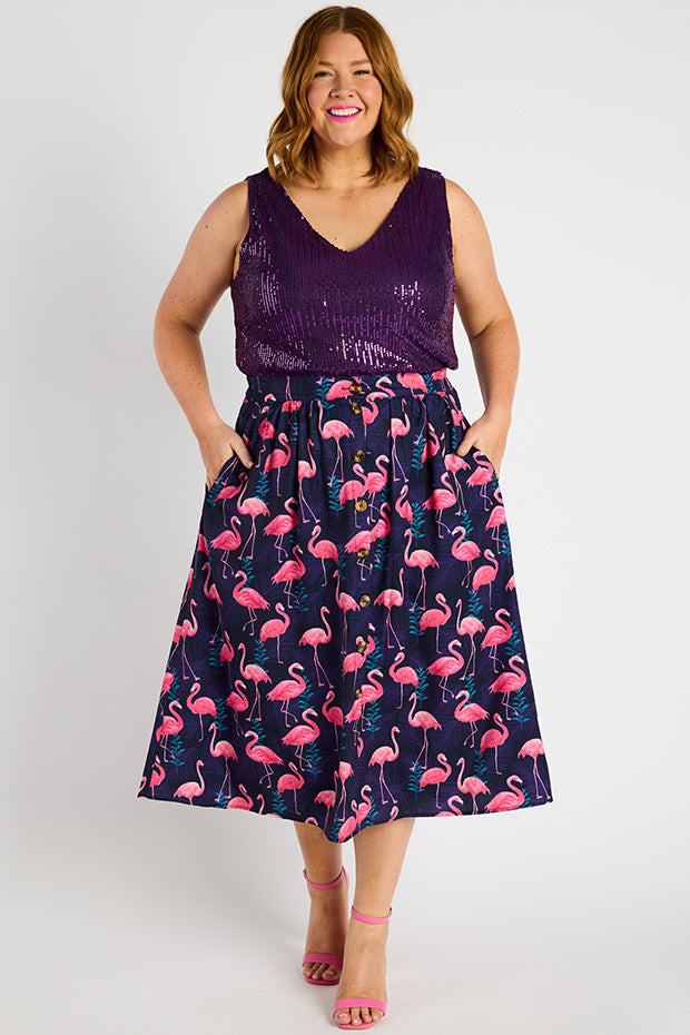 Kylie OG Flamingo Skirt – OG Flamingo midi skirt