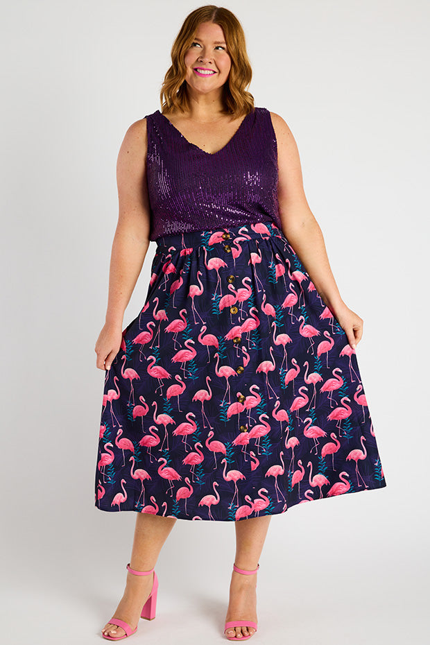 Kylie OG Flamingo Skirt – OG Flamingo midi skirt