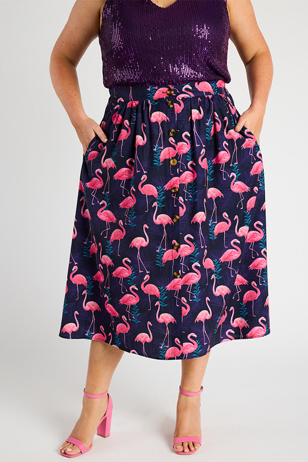 Kylie OG Flamingo Skirt – OG Flamingo midi skirt