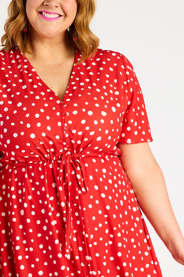 Marley Red Spot Dress – Red Spot midi dress