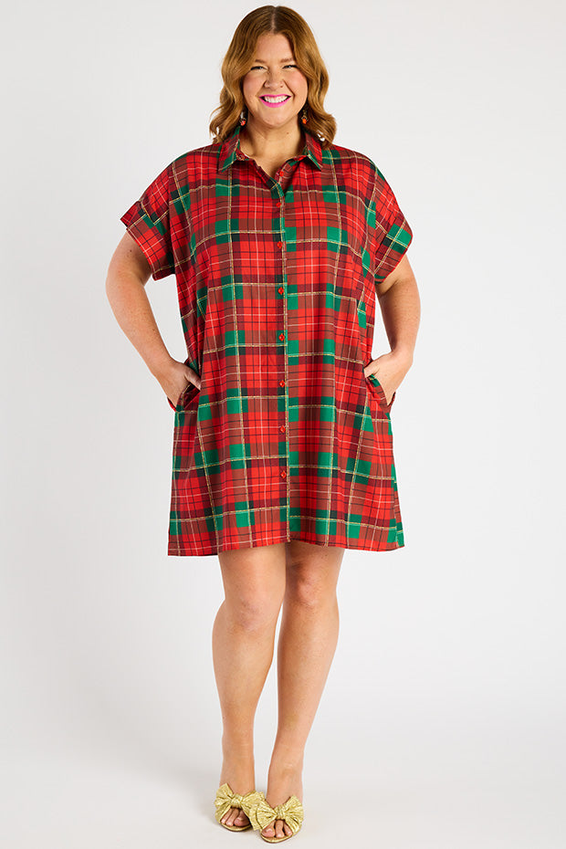 Frances Tartan Christmas Dress – Tartan Christmas knee length dress