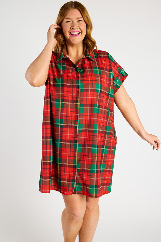 Frances Tartan Christmas Dress – Tartan Christmas knee length dress
