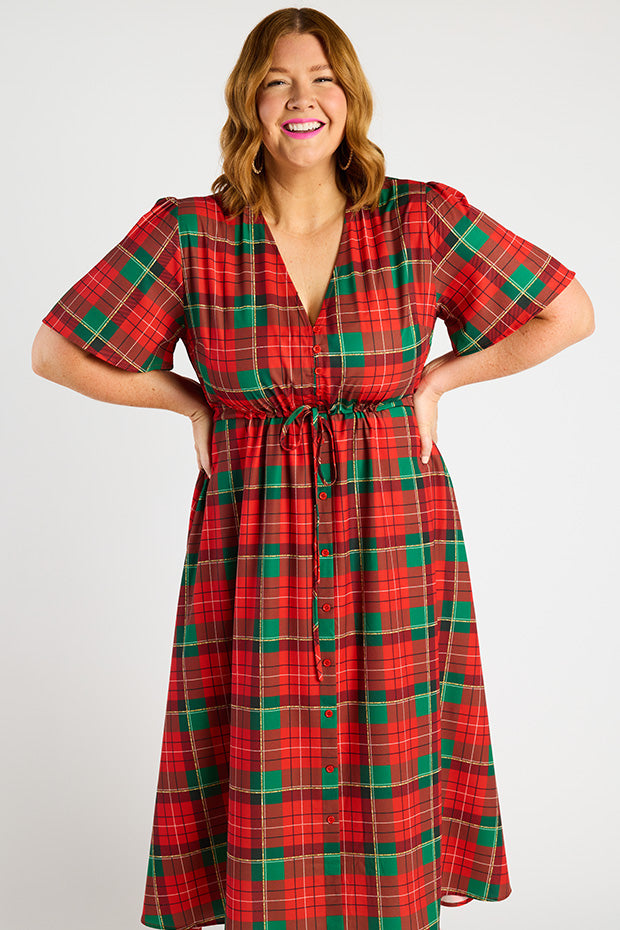 Marley Tartan Christmas Dress – Tartan Christmas midi dress