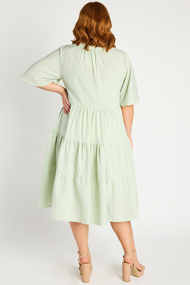 Birdie Gingham Green Dress – Gingham Green midi dress
