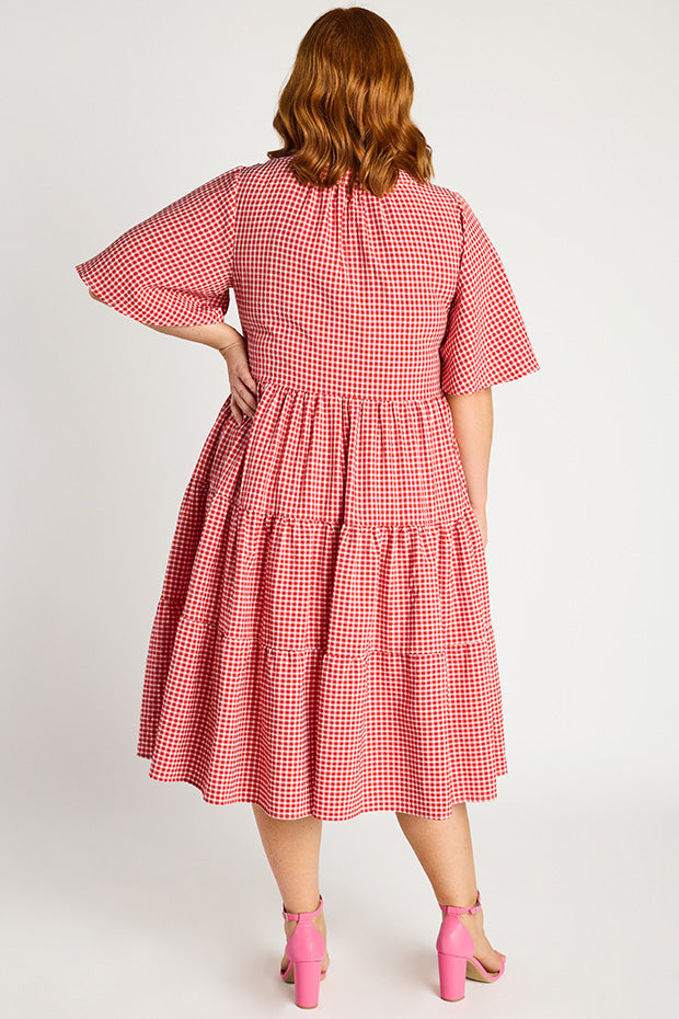 Birdie Gingham Red Dress – Gingham Red midi dress