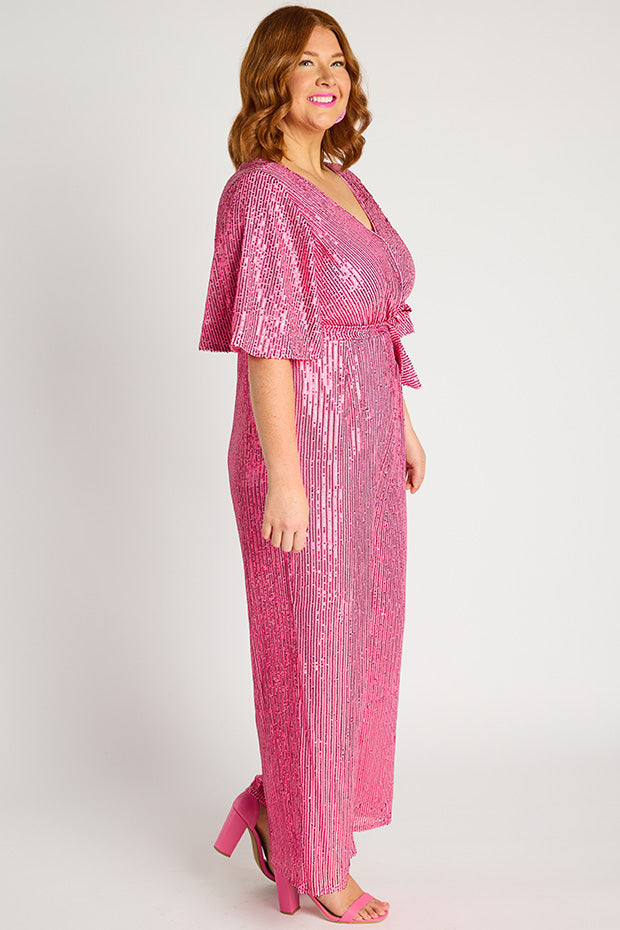 Skyla Pink Sequins Party Jumpsuit – Pink Sequins jumpsuit