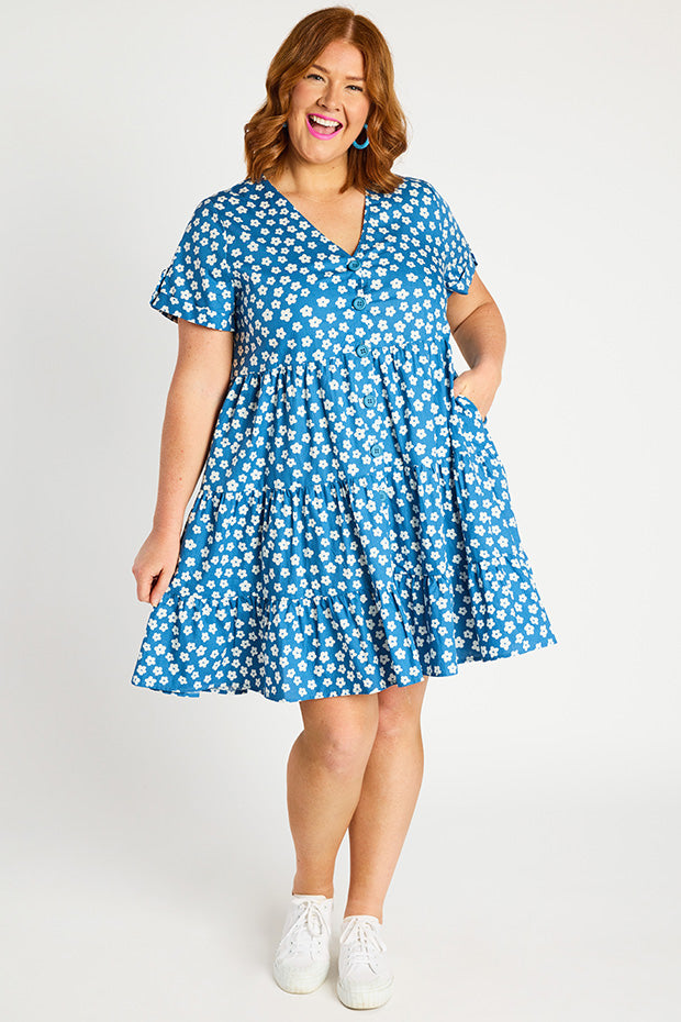 Popping Blue Sweet Daisy Dress – Little Party Dress