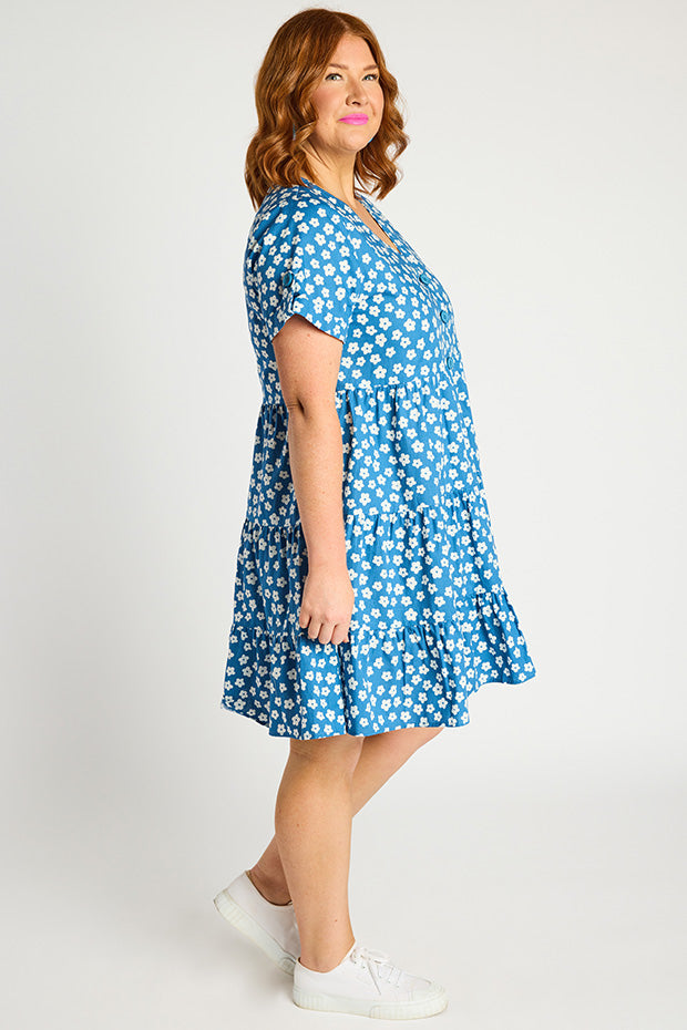 Popping Blue Sweet Daisy Dress – Blue Sweet Daisy shift dress