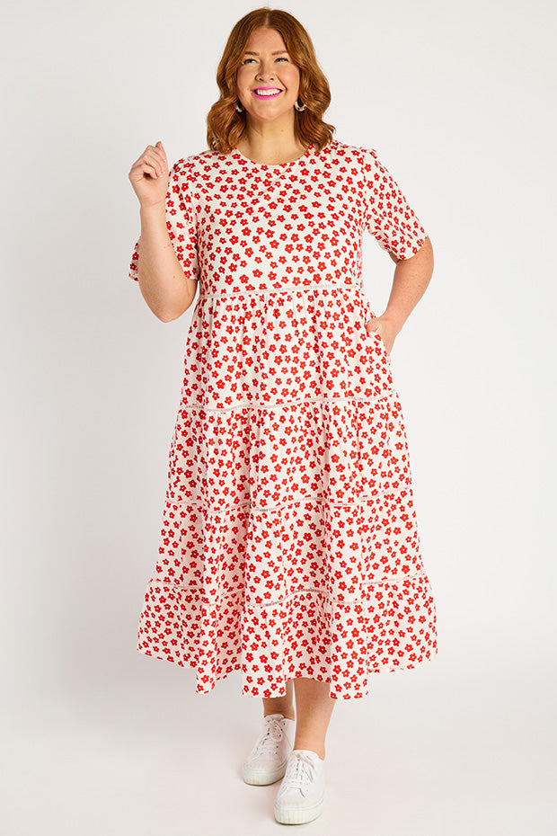 Aurelia White Sweet Daisy Dress – White Sweet Daisy midi dress