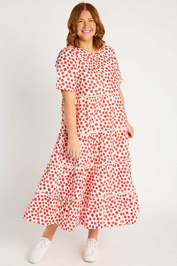 Aurelia White Sweet Daisy Dress – White Sweet Daisy midi dress