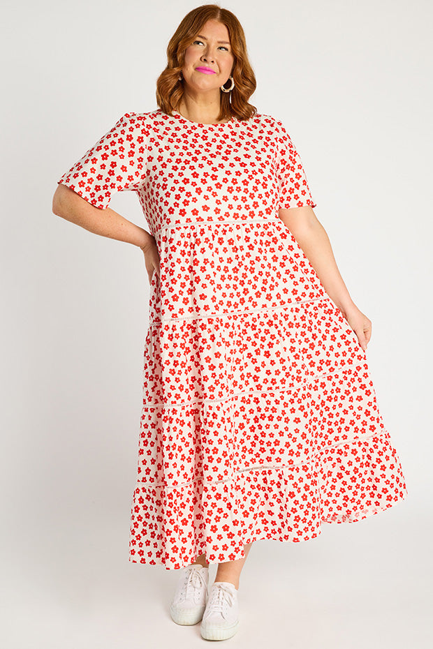 Aurelia White Sweet Daisy Dress – White Sweet Daisy midi dress