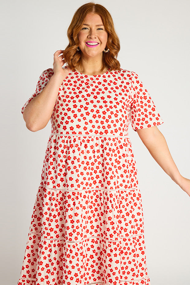 Aurelia White Sweet Daisy Dress – White Sweet Daisy midi dress