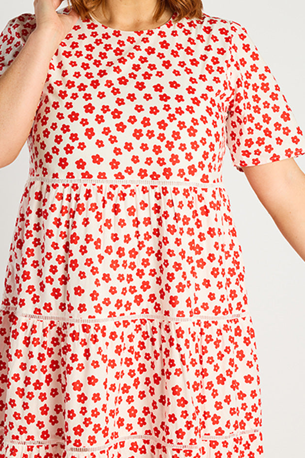 Aurelia White Sweet Daisy Dress – White Sweet Daisy midi dress