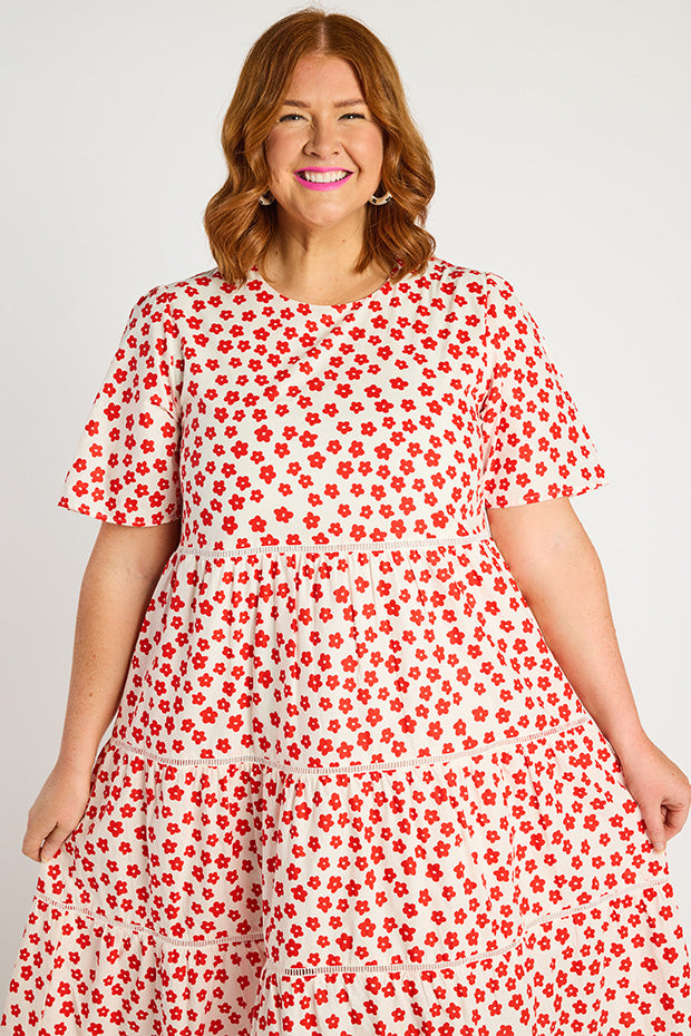 Aurelia White Sweet Daisy Dress – White Sweet Daisy midi dress
