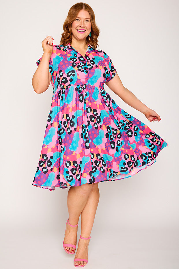 Frankie Inky Leopard Dress – Inky Leopard knee length dress