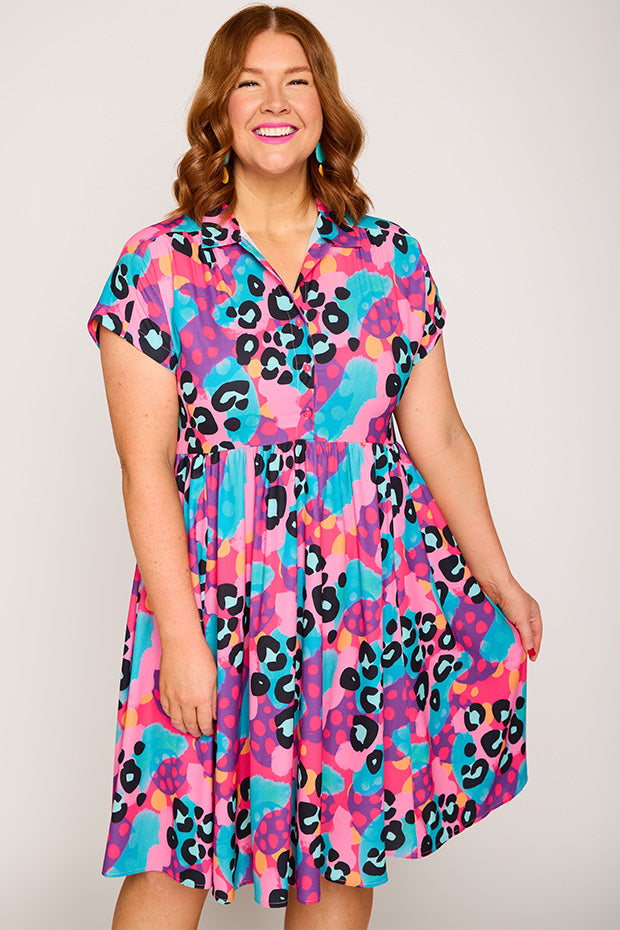 Frankie Inky Leopard Dress – Inky Leopard knee length dress