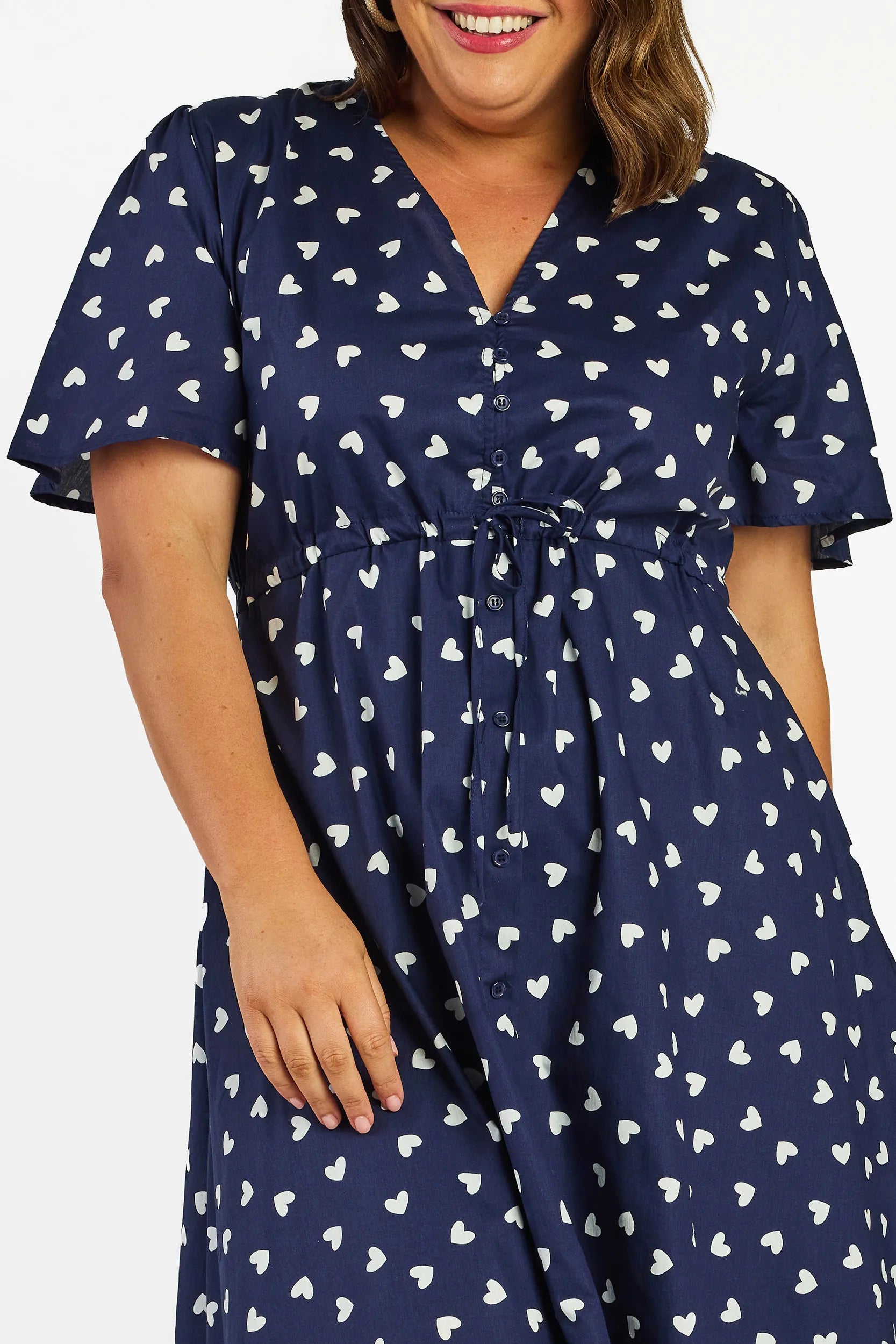 Marley Cotton Navy & White Hearts Dress – Navy & White Hearts midi dress