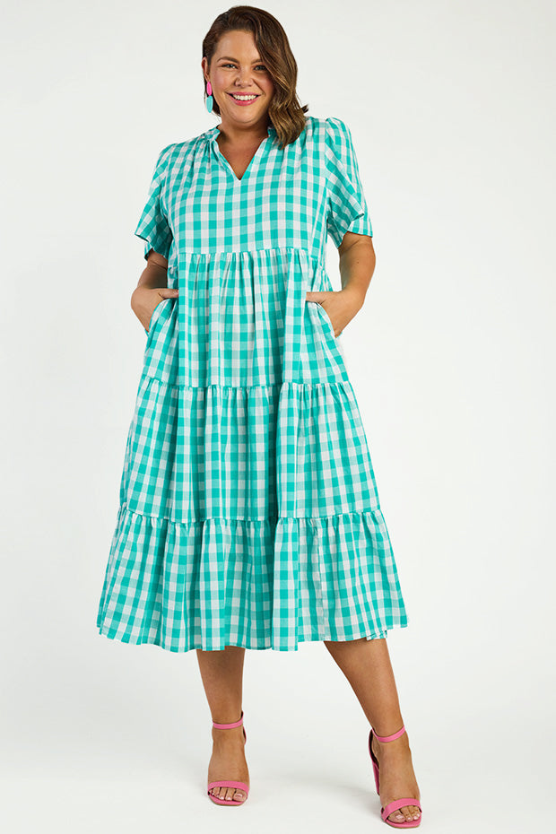 Clara Jade Gingham Dress – Jade Gingham midi dress